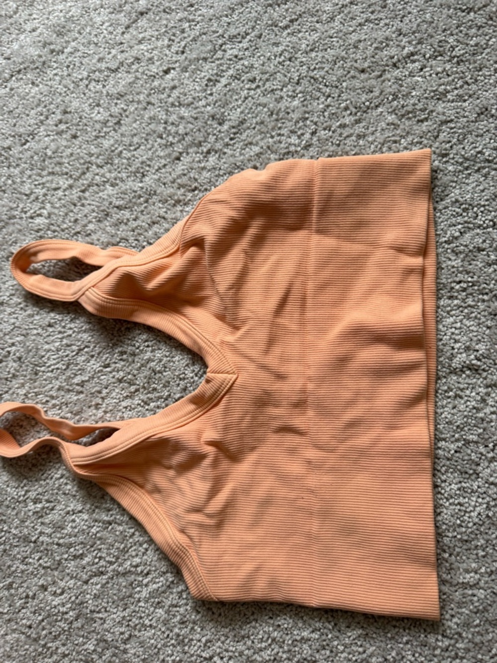 Ribbed Peach Sports Bra Top